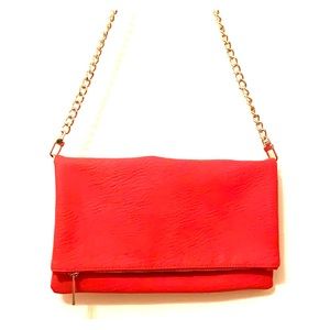 Bright Orangish-Reddish Fold Over Bag by Express